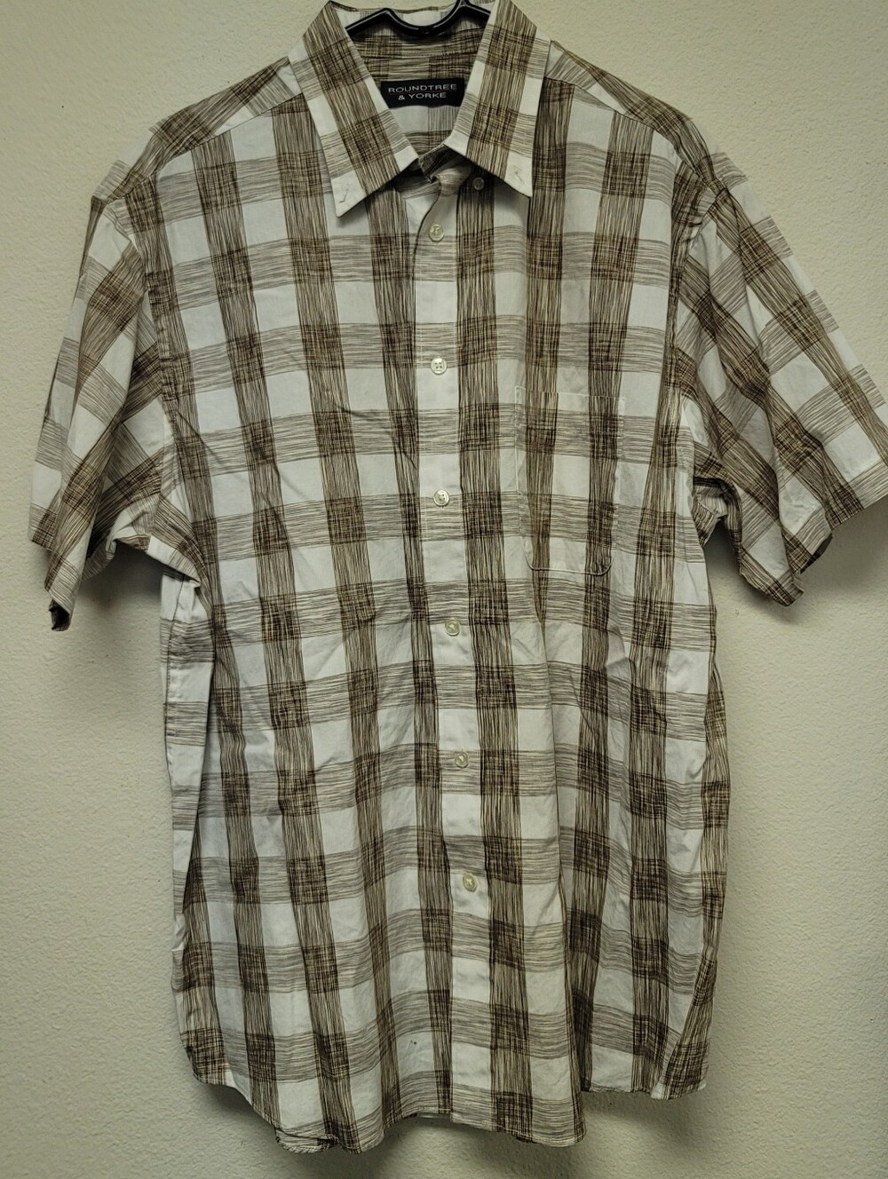 Short-Sleeve Button-Up Shirt - Cream Floral, Tan Plaid, Blue Plaid - Picture 5 of 10